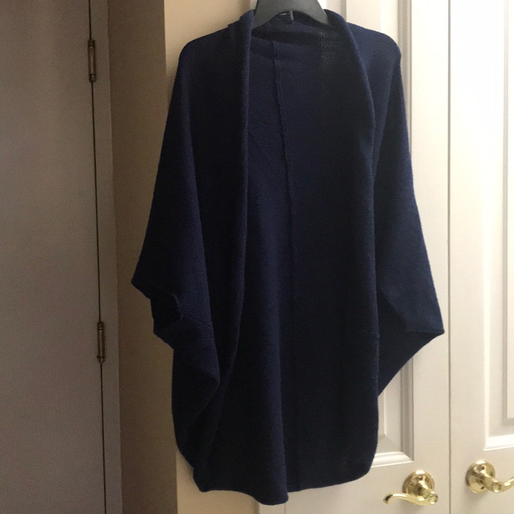 Navy Bat Wing Open Cardigan